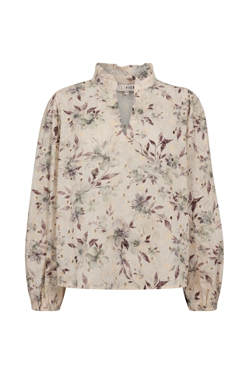 -view Bluse Grete Blouse Off White Dusty Green