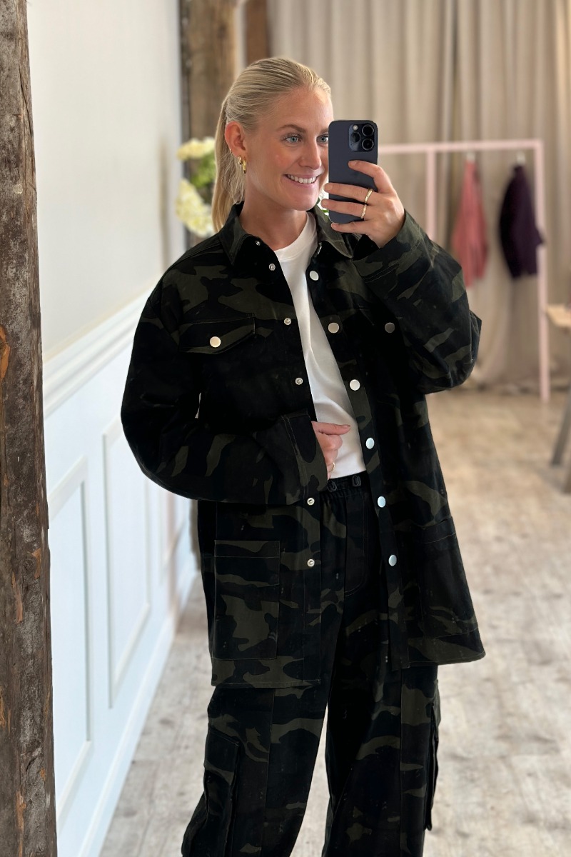-view Jakke Camo Jacket Army Black