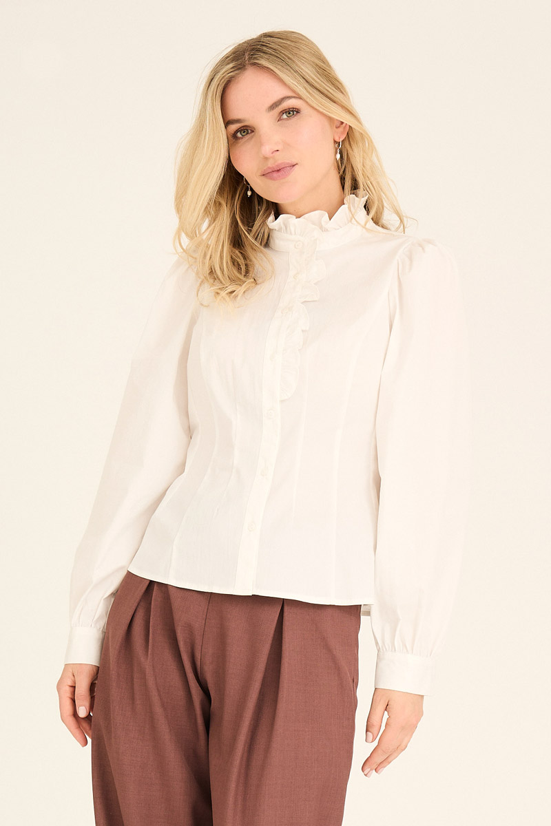 -view Skjorte Malika Frill Shirt Off White