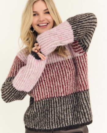 -view Strik Aliana Knit Pullover Rose Red