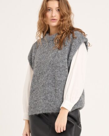 -view Strik Patrisia Knit Vest Medium Grey Melange