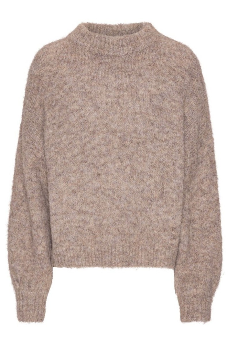 -view Strik Patrisia Solid Knit Pullover Brown