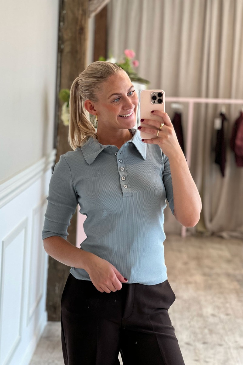 Gestuz -shirt Gzdrew Polo Top Grey Blue