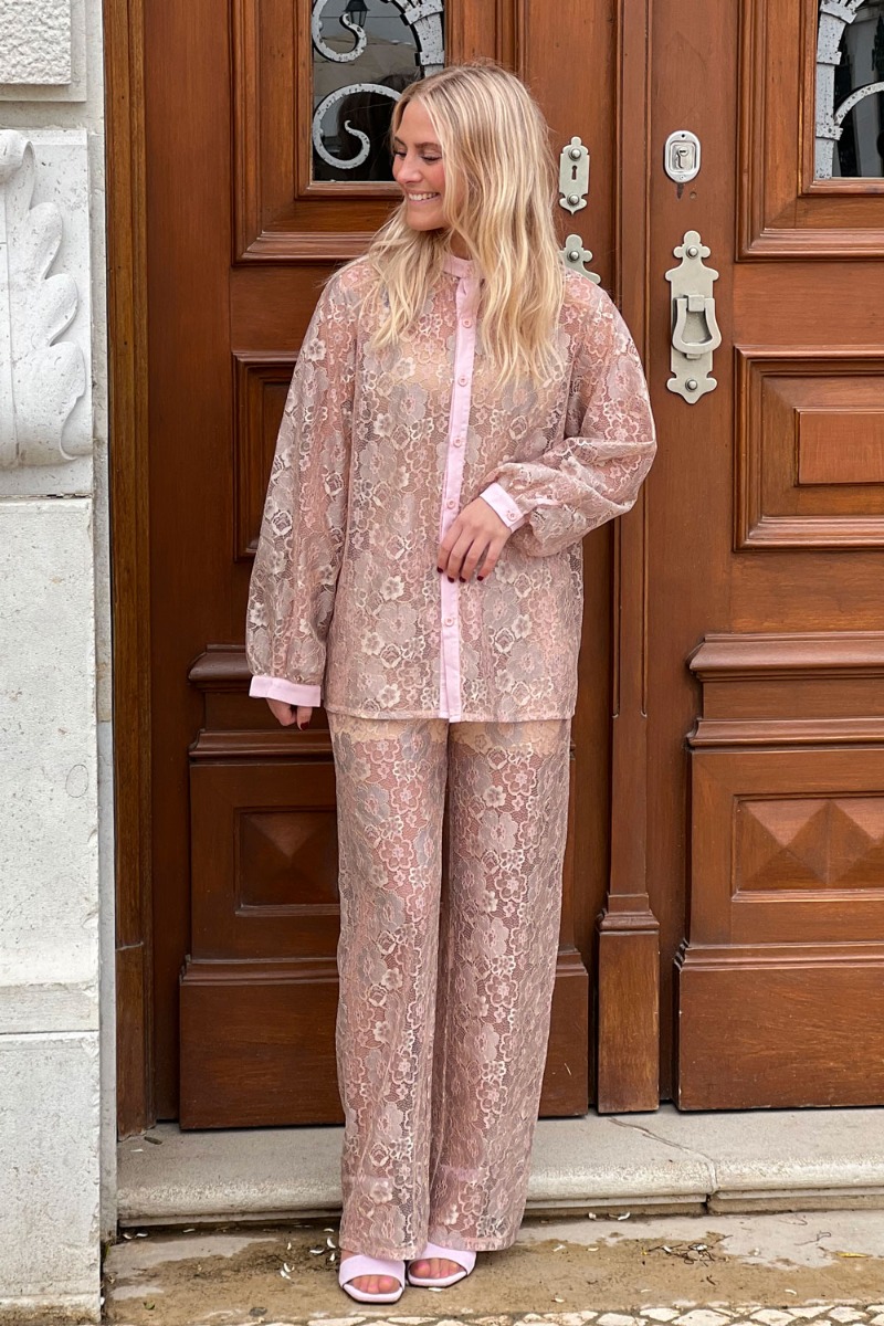 Loved By Lykke Bukser Viola Lace Pants Rose Flower