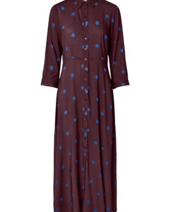 Yas Kjole Savanna Long Shirt Dress Port Royale Palace Blue Dots  Levering Slut November