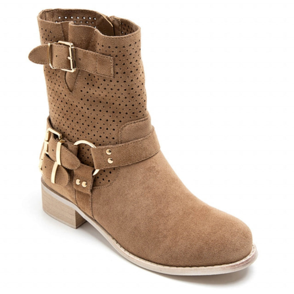 Malou Dame Bikerstøvler 9636a Camel